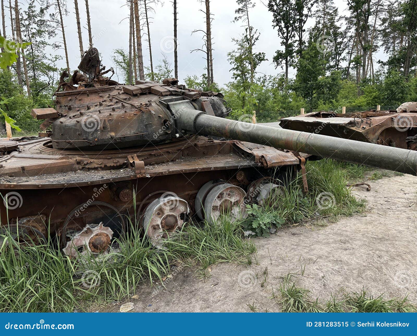 Armored Transport Burnt from a Shell. Military Russian Tank Shot