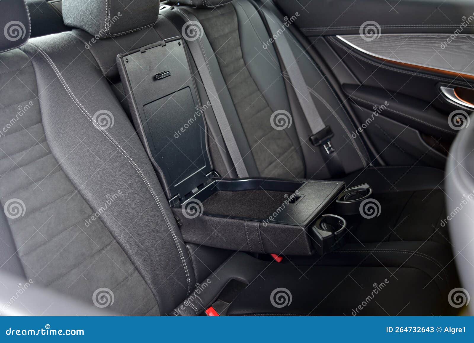 Armrest in the Car with Cup Holder for Rear Seats Row Stock Image Image of headrest, sports