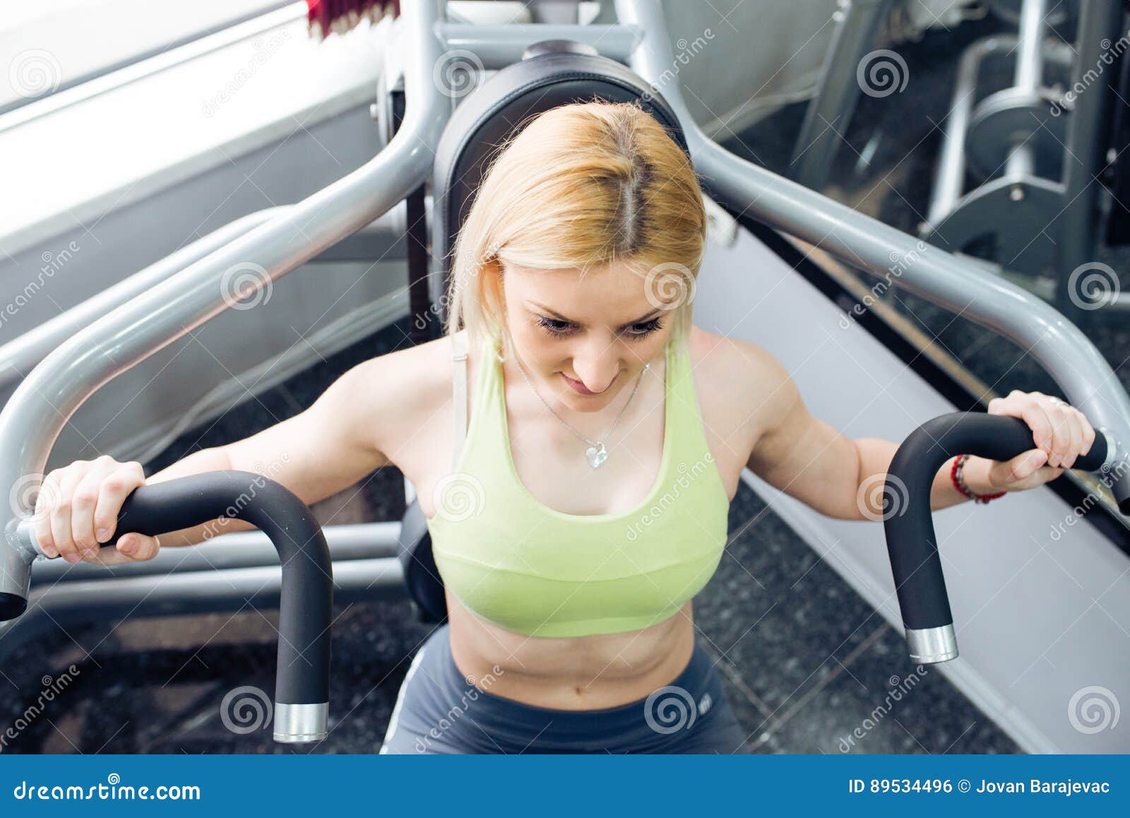 Arms exercise in gym stock photo. Image of healthy, females 89534496