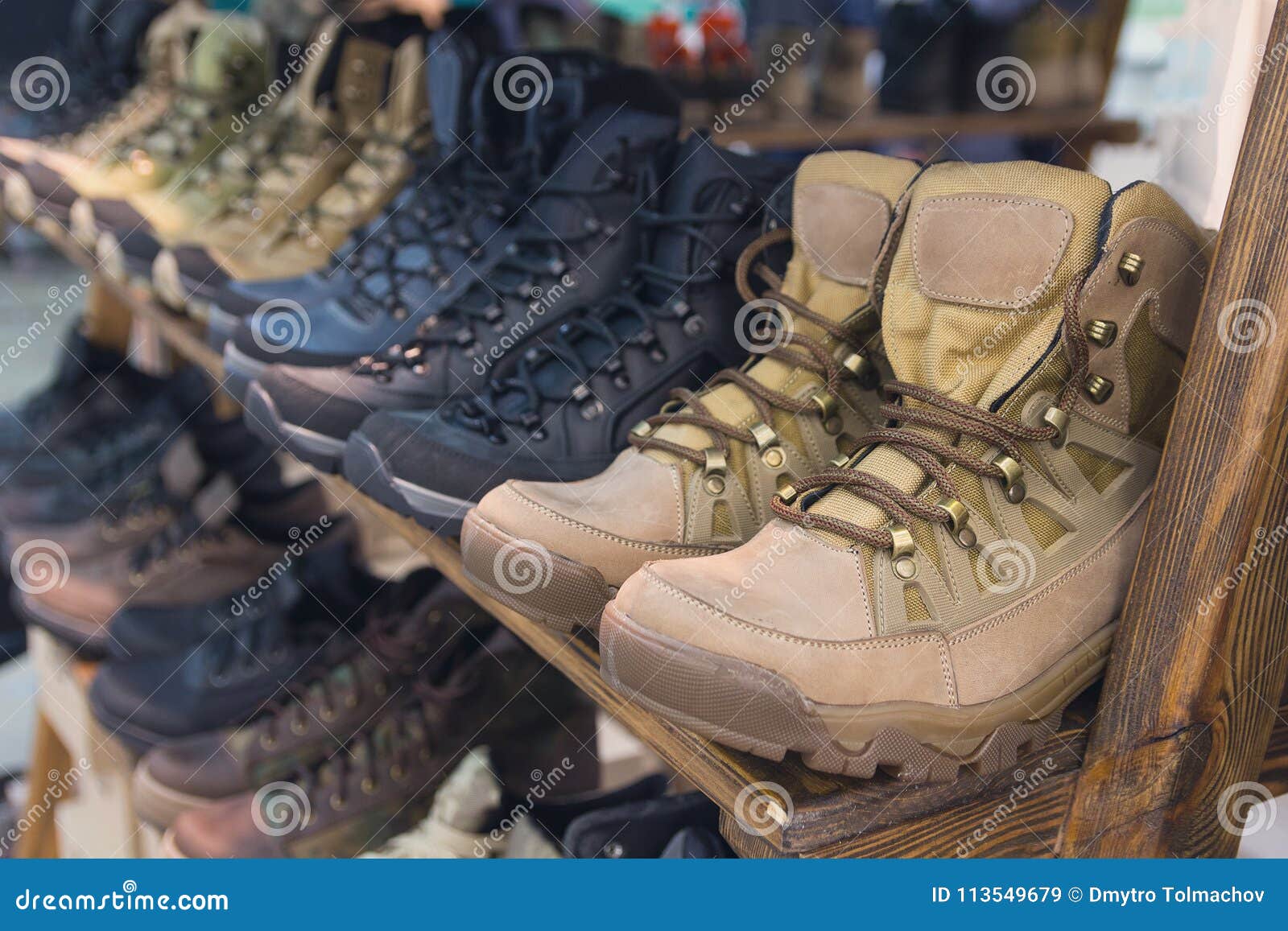 Army Boots Are In Line At The Store 