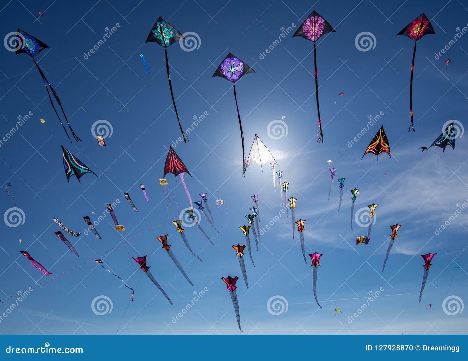 An Army of Kites in the Sky Stock Photo Image of kite, clouds 127928870