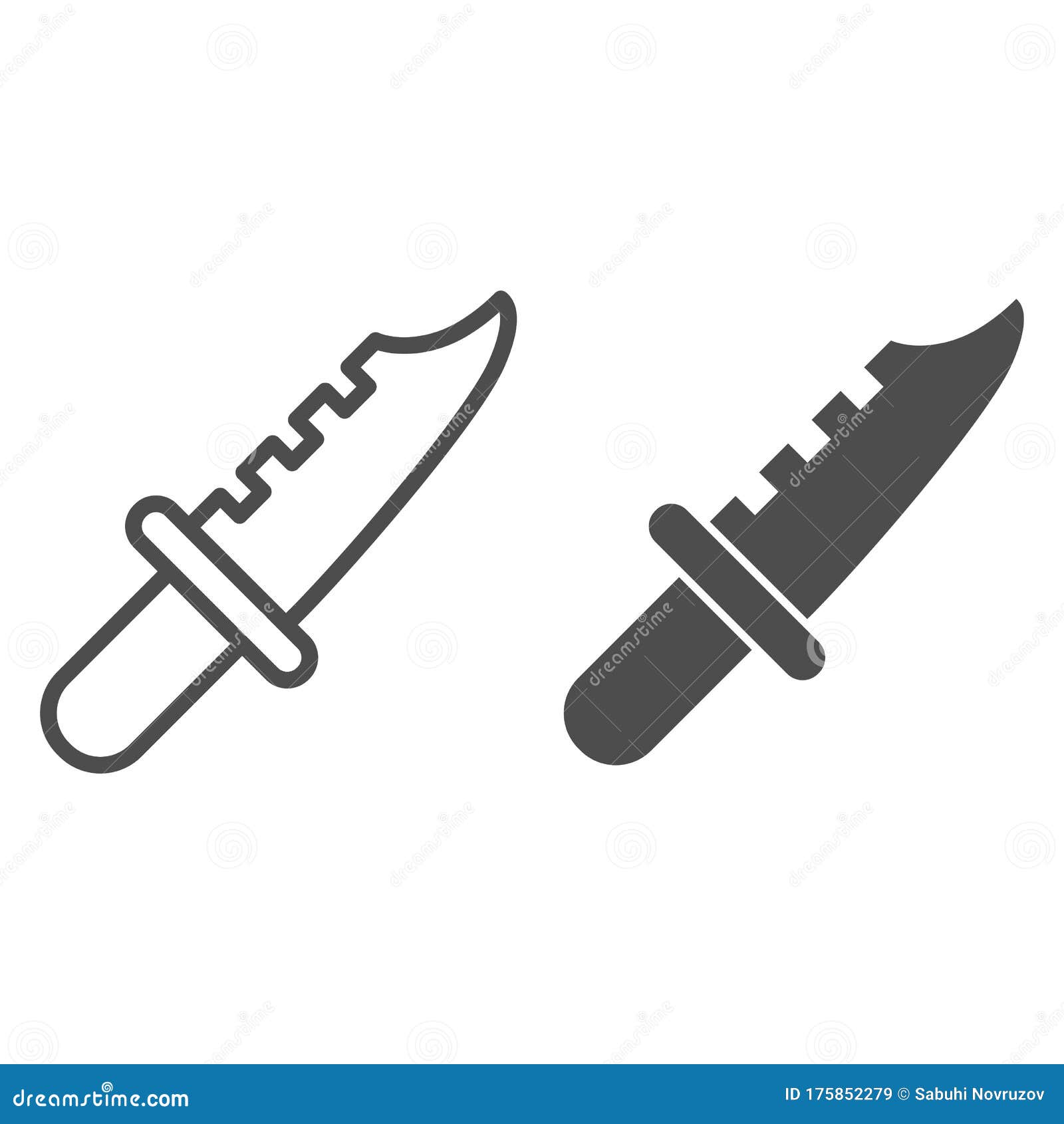 army knife line and solid icon. blade dagger, hunting weapon , outline style pictogram on white background