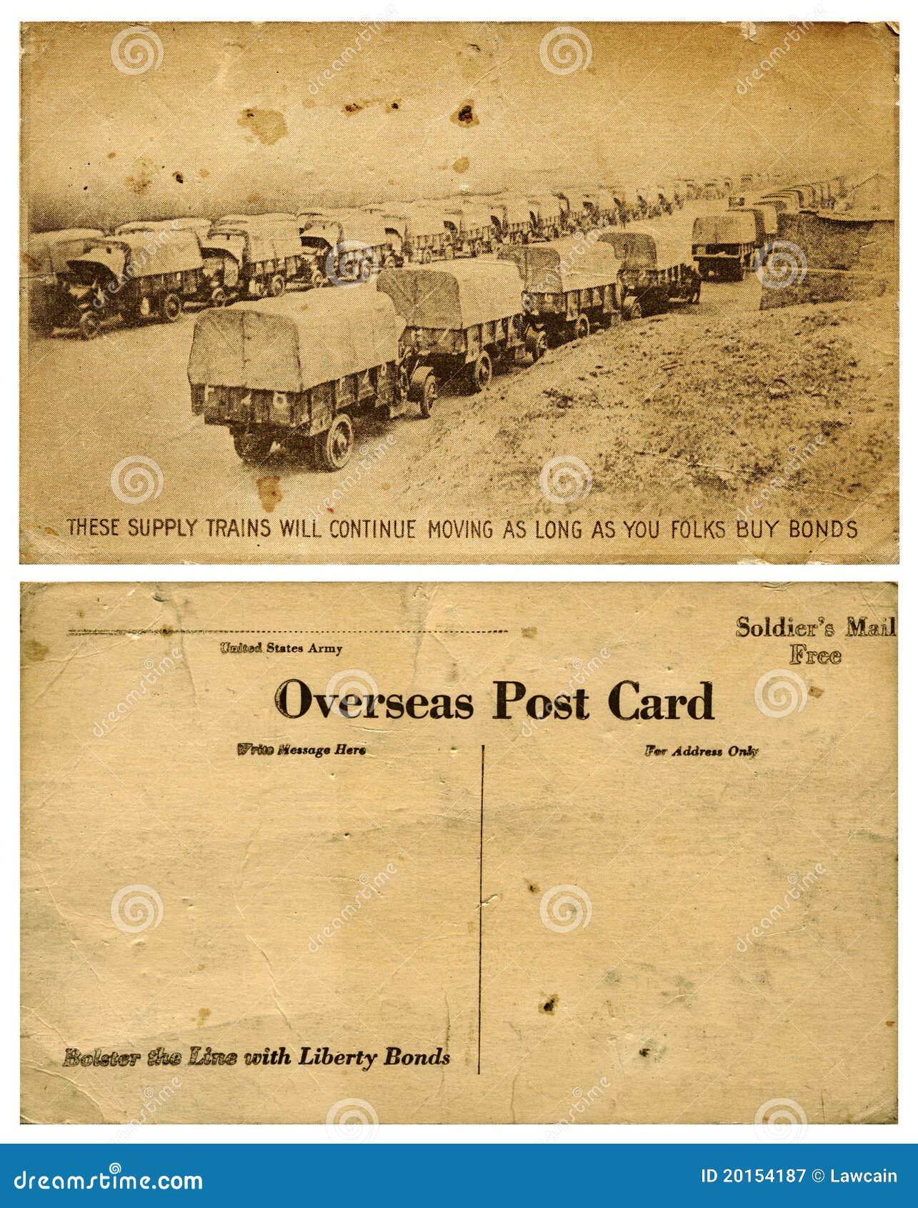 Army Overseas Postcard with Truck Convoy Editorial Photography Image