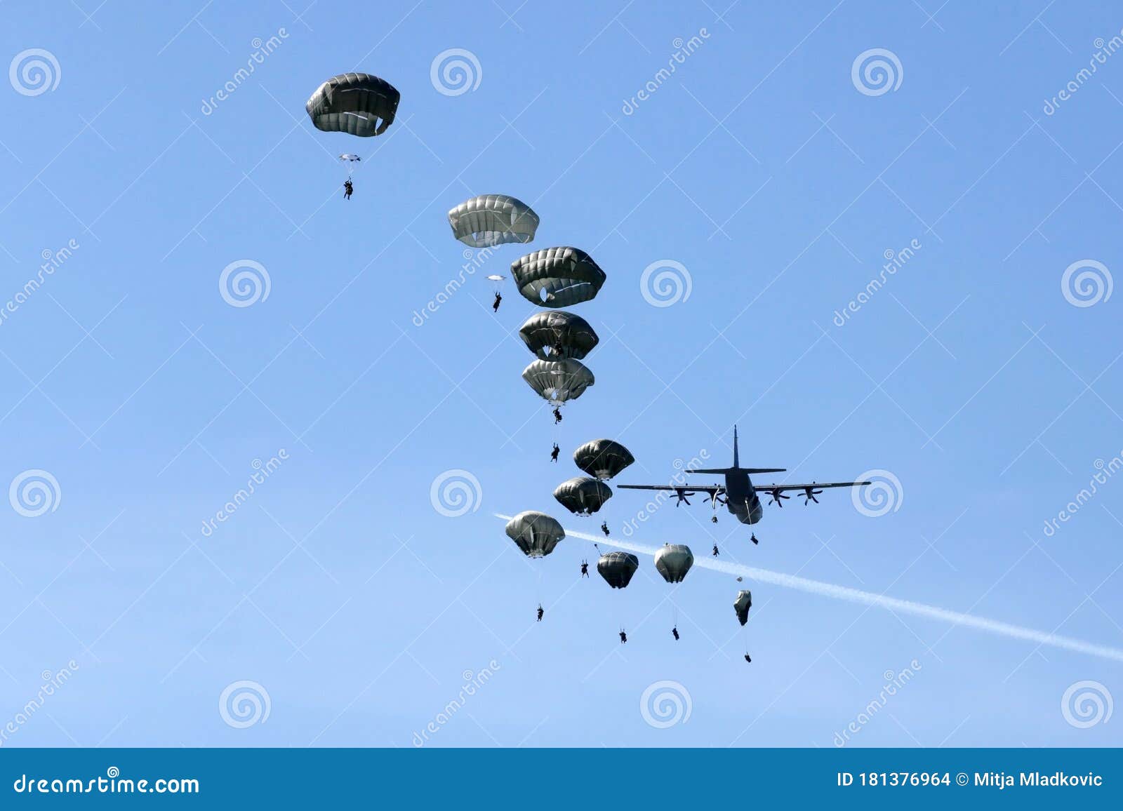 army paratroopers in jump of the plane.