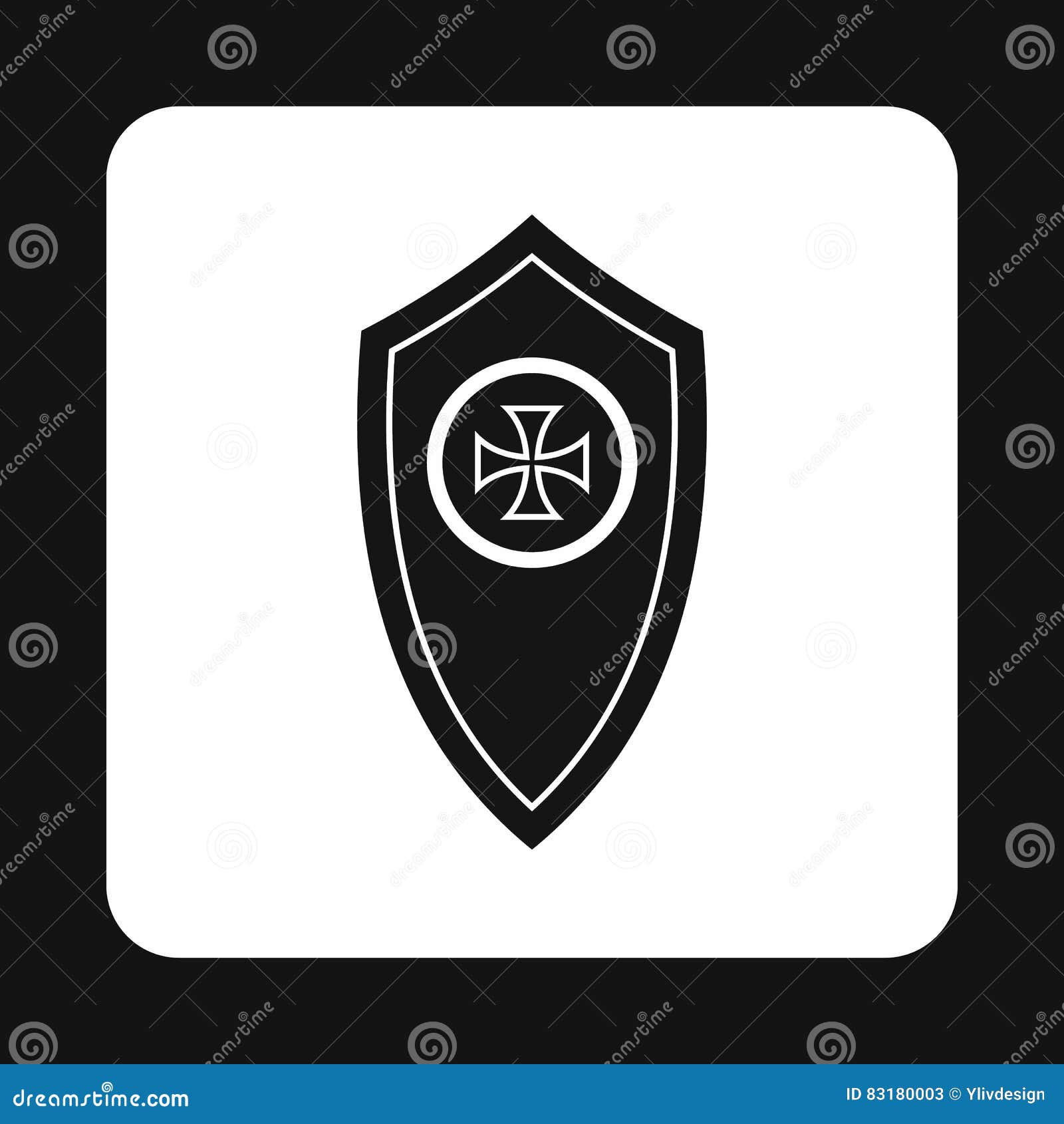 Army Shield with Cross Icon, Simple Style Stock Vector - Illustration ...