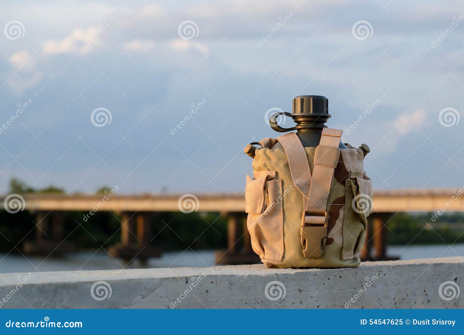 Army Water Canteen with Desert Cover Stock Image Image of strap