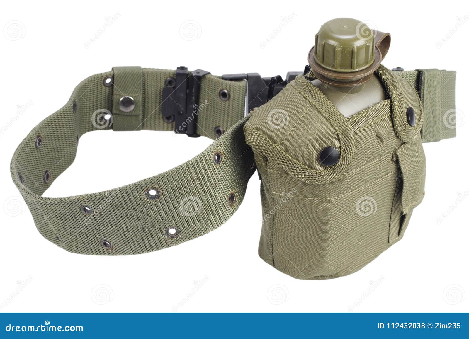 Army Water Canteen with Pistol Belt Stock Photo Image of bottle