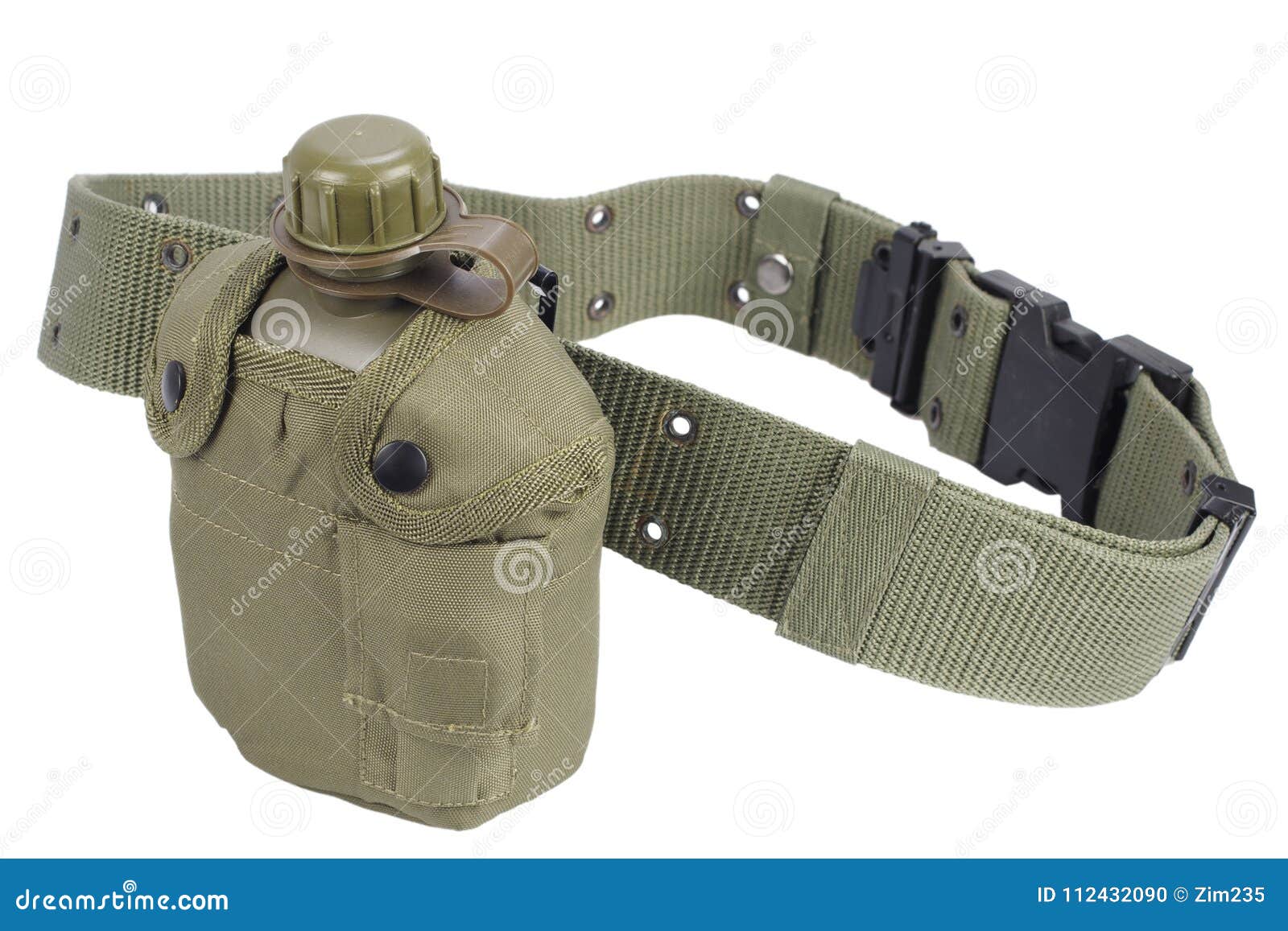 Army Water Canteen with Pistol Belt Stock Photo Image of drink, white 112432090