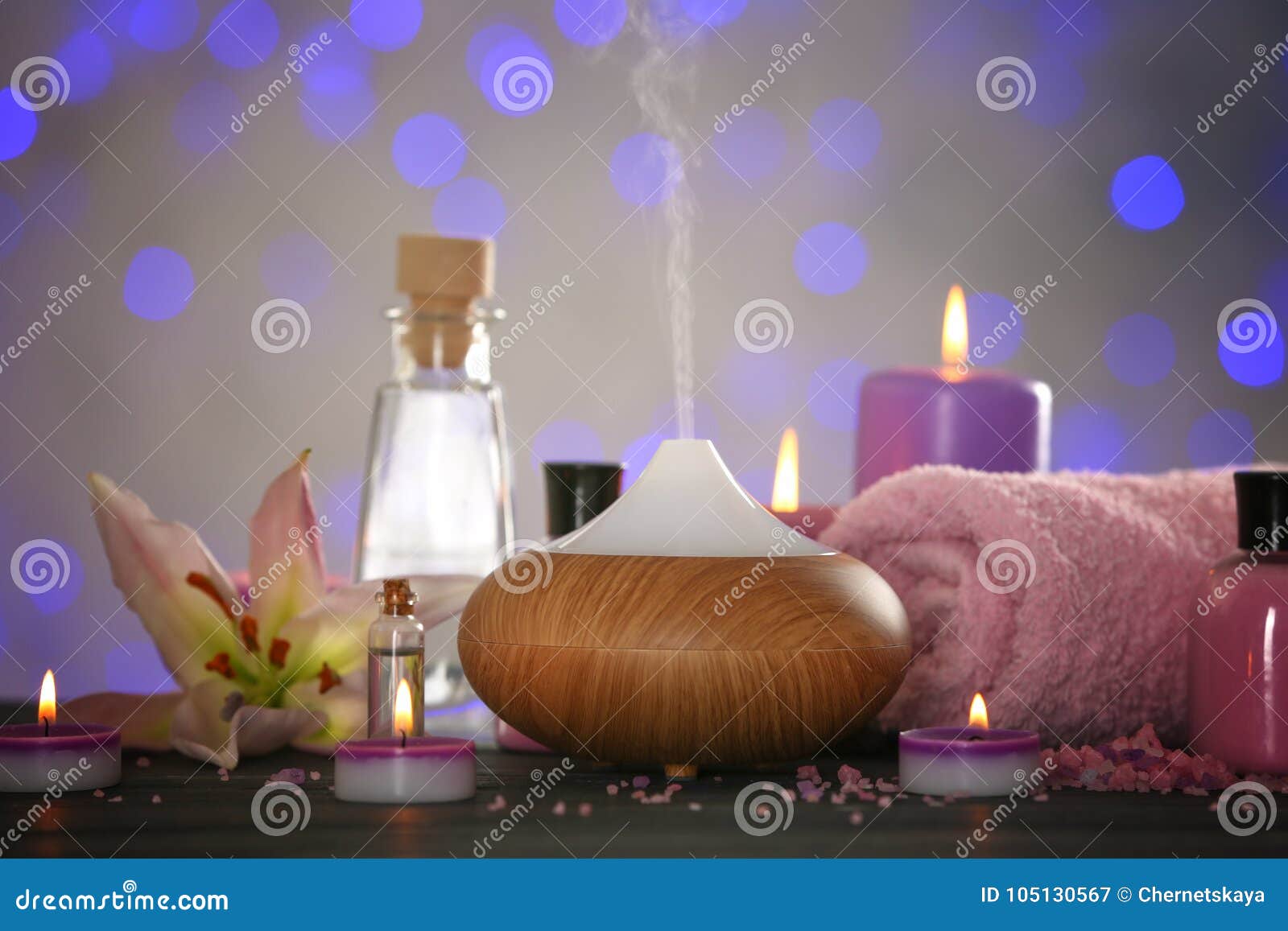 Aroma Oil Diffuser And Candles Stock Image Image of candles, healthy