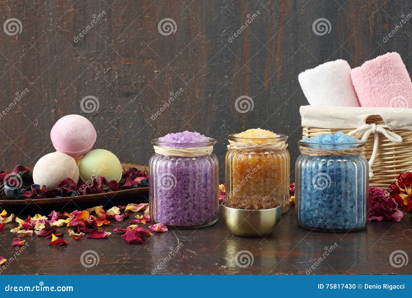 Aromatherapy Assorted Bath Salts Stock Photo Image of pink, cream