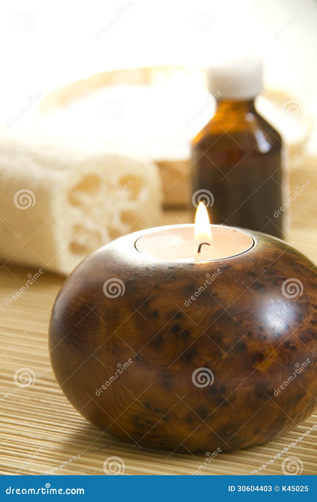 Aromatherapy Candle and Massage Oil in the Spa Stock Image Image of
