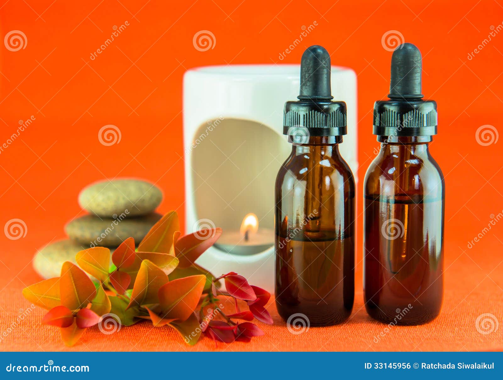 Aromatherapy Essential Oil and the Burner Stock Photo Image of plant