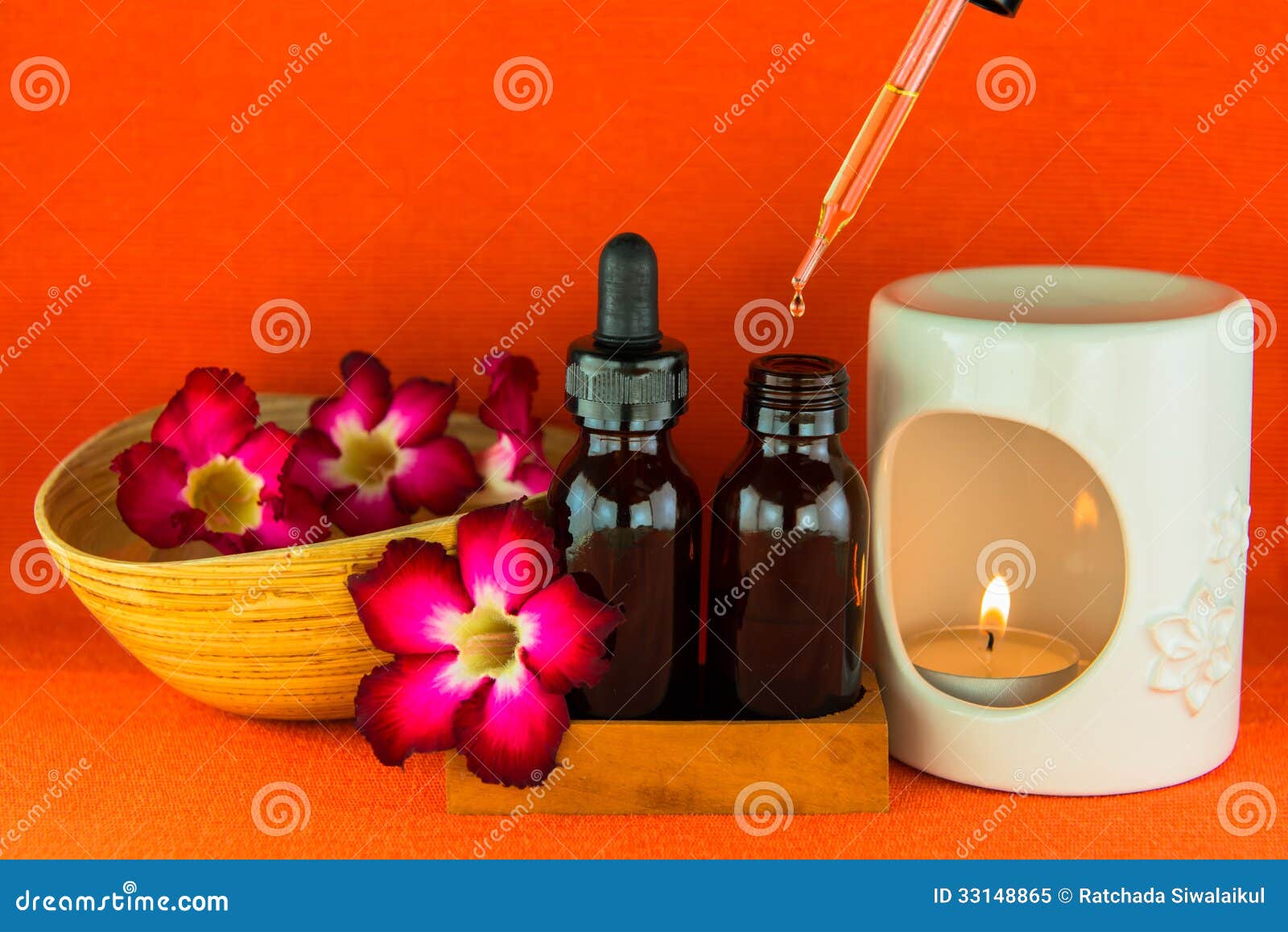 Aromatherapy Essential Oil and the Burner Stock Image Image of