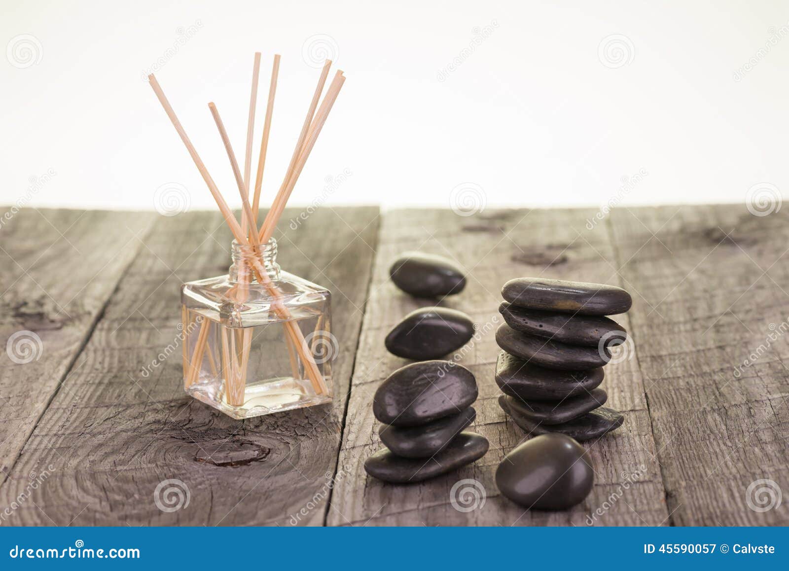 Aromatherapy Sticks and Black Stones Closeup Stock Image Image of