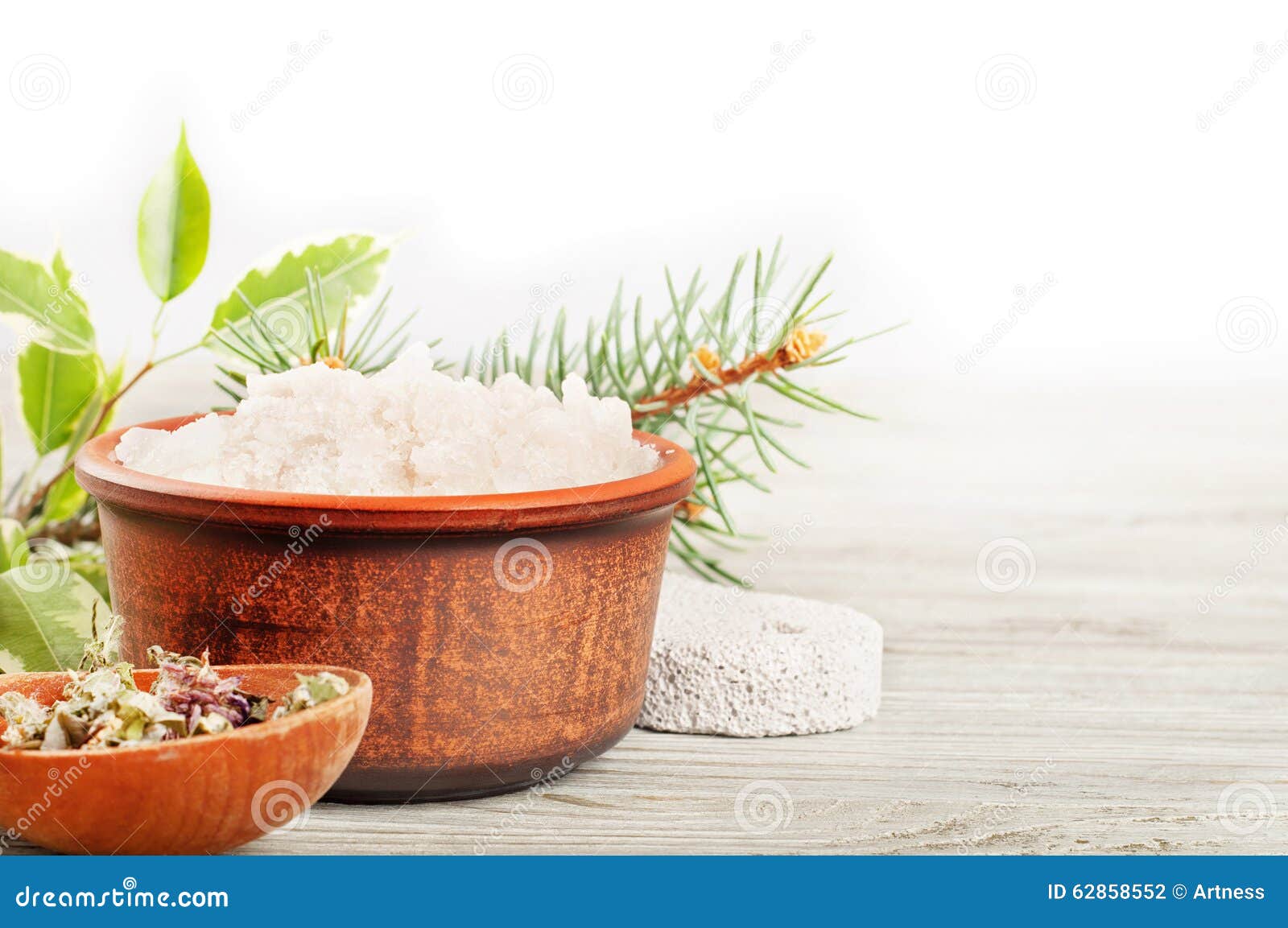 Aromatic Bath Salt and Dried Herbs Stock Photo Image of mineral, leaf