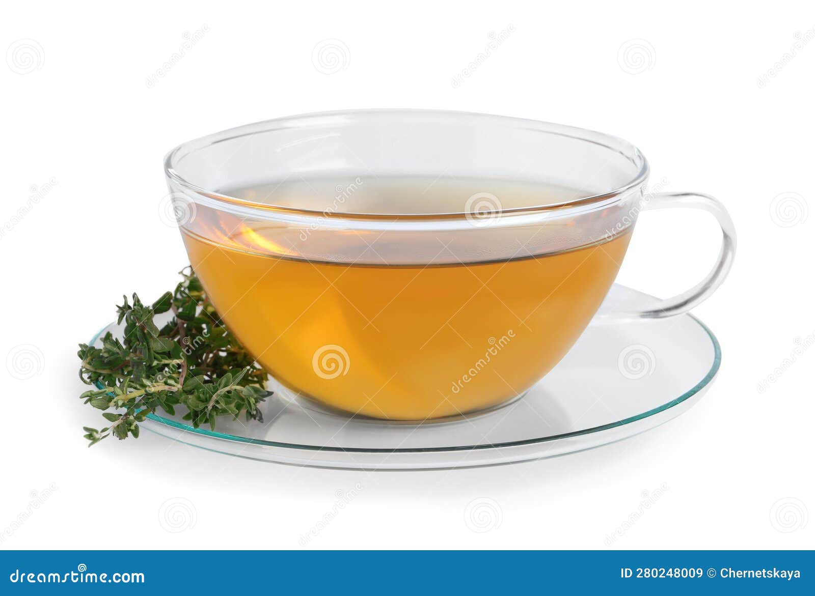 Aromatic Herbal Tea with Thyme Isolated on White Stock Image Image of