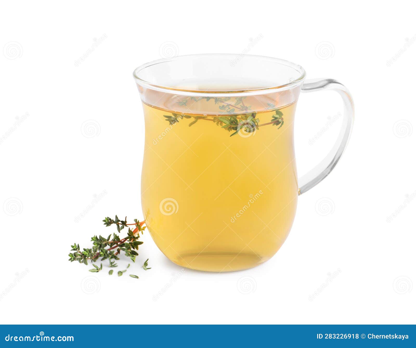 Aromatic Herbal Tea with Thyme Isolated on White Stock Photo Image of