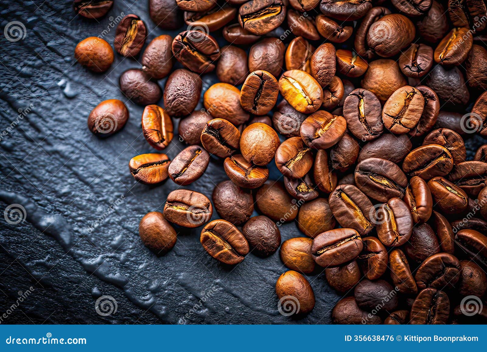 aromatic roasted coffee beans double exposed on slate a dark visual feast for coffee enthusiasts