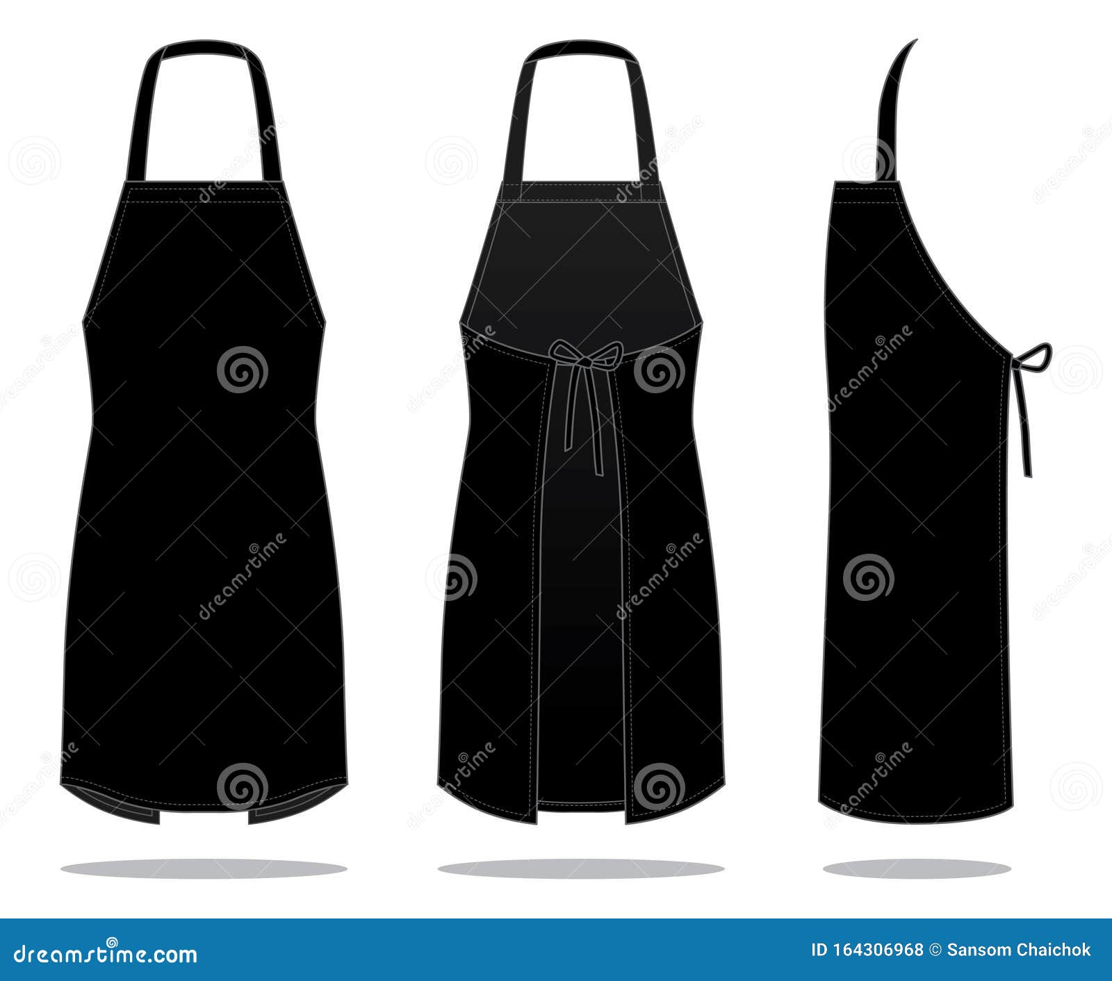 Blank Black Apron Template on White Background Stock Illustration