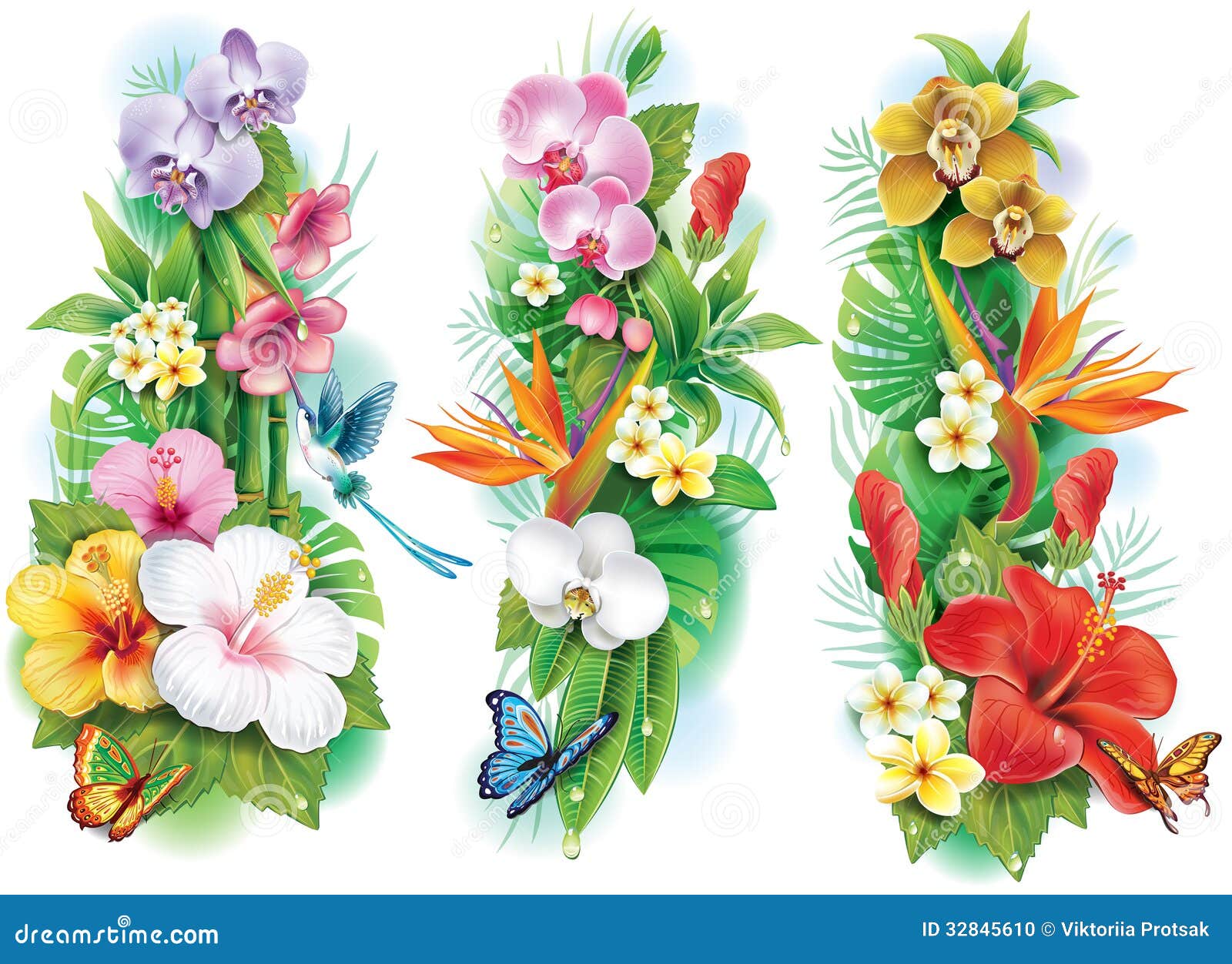 Arranjo Das Flores Tropicais Ilustração do Vetor - Ilustração de verde,  ainda: 32845610