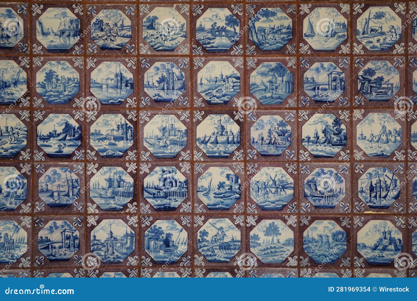 Array of Ceramic Tiles in the Palace Garden in Schwetzingen, Germany