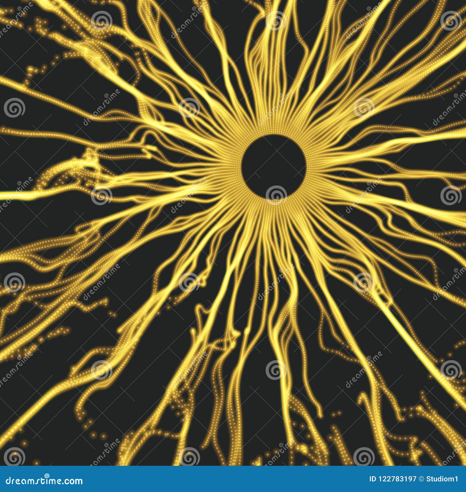 array with dynamic particles. 3d technology style. abstract background.