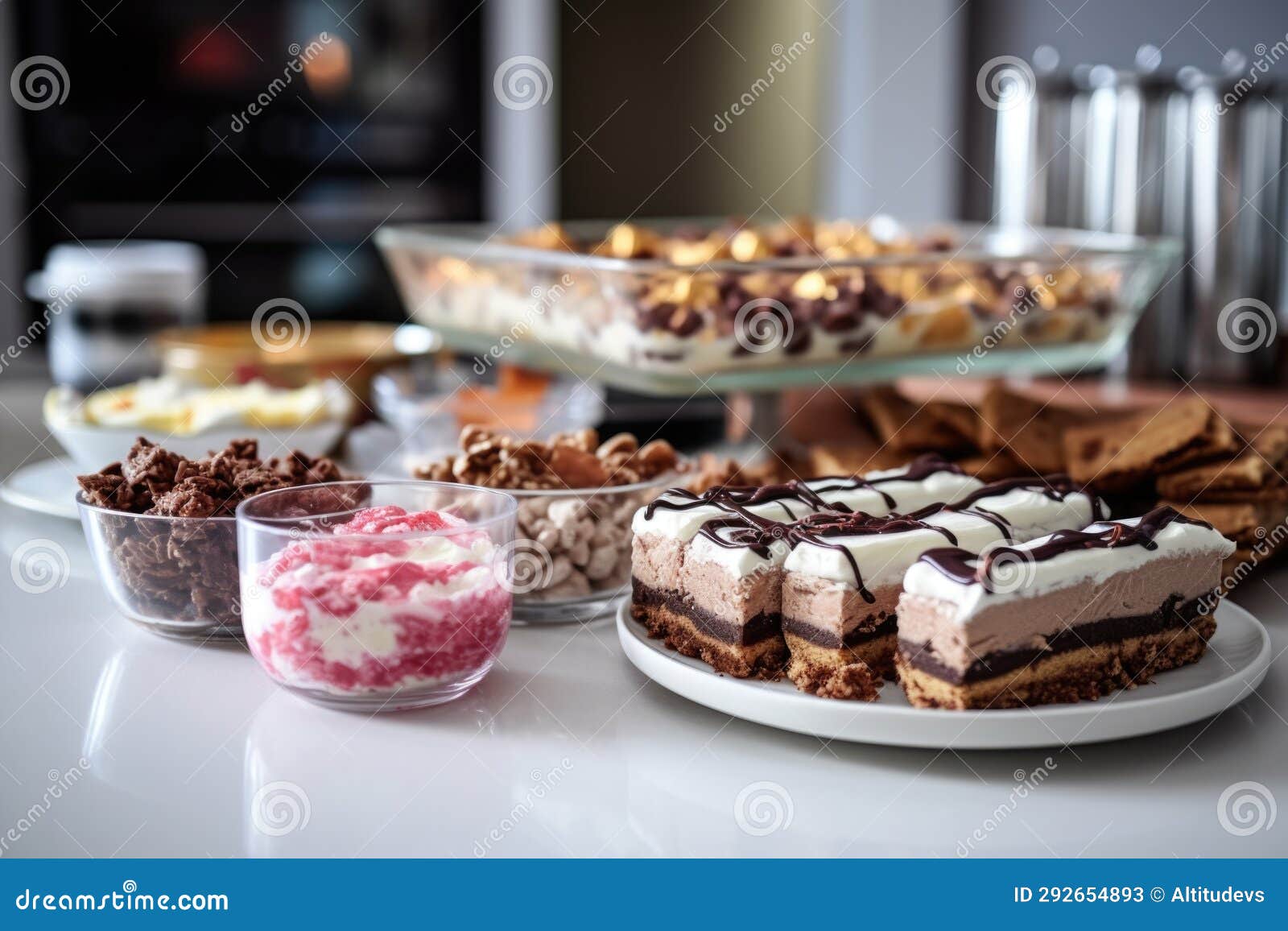 An Array of Leftover Boxing Day Desserts on a Kitchen Counter Stock