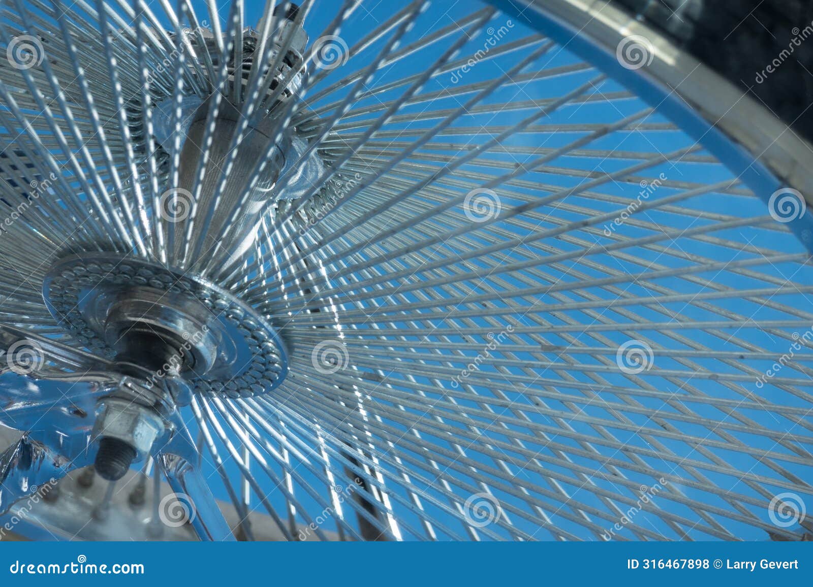 an array of spokes on a bicycle wheel