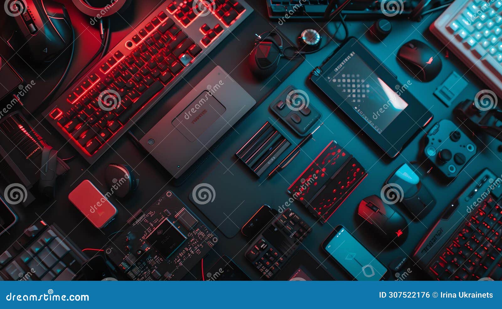 High-tech Gadgets and Computer Peripherals in a Modern Setup. Vibrant  Colors, Technology Theme. Ideal for Tech Stock Photo - Image of computer,  peripherals: 307522176