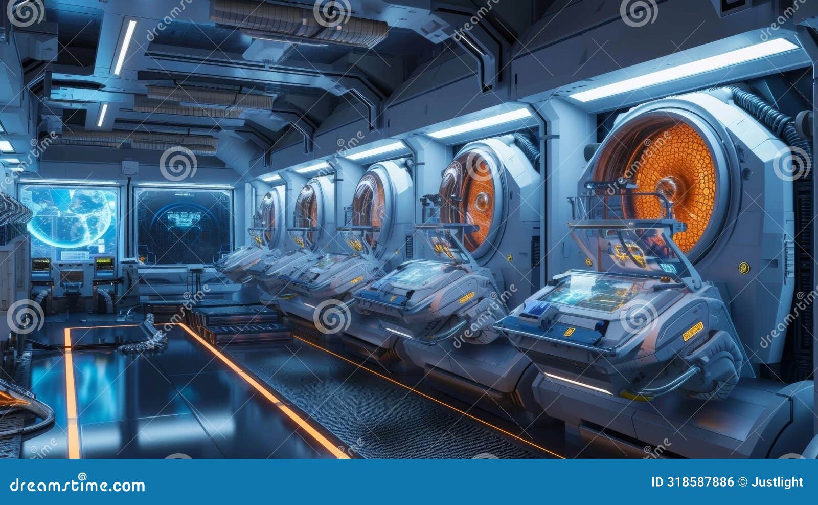 an array of unique futuristiclooking machines line the walls of a microfactory highlighting the tingedge technology