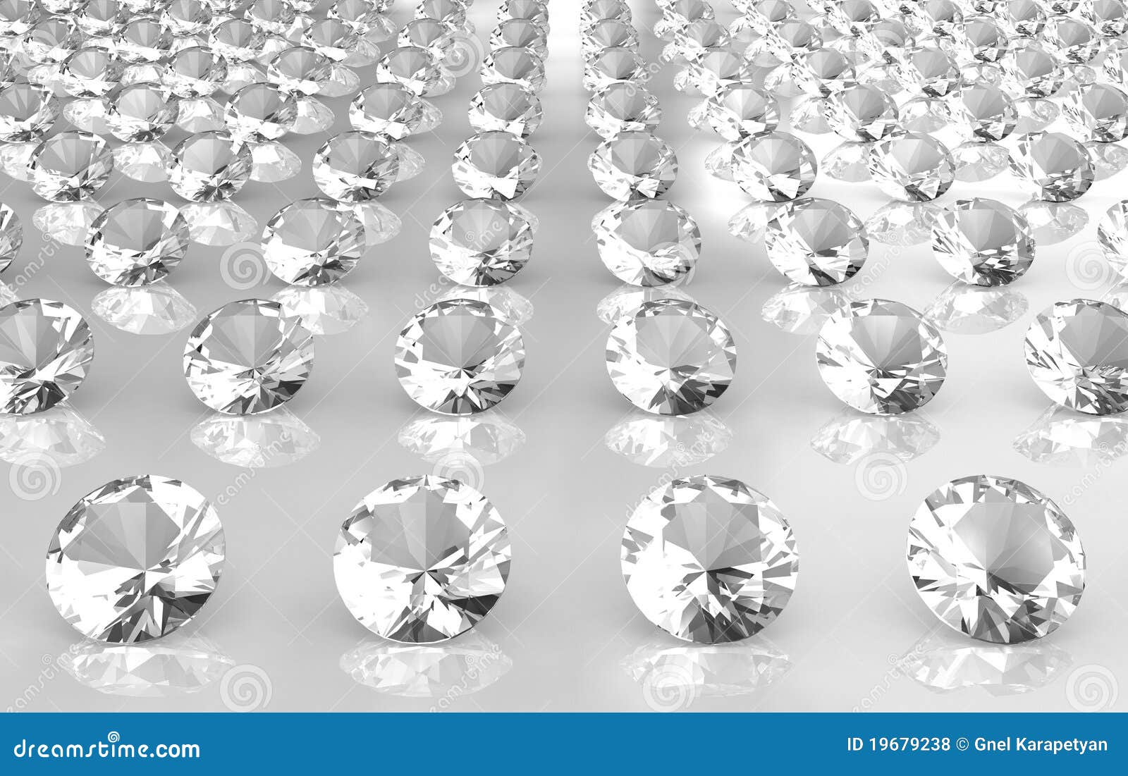 array of white brilliant cut round diamonds