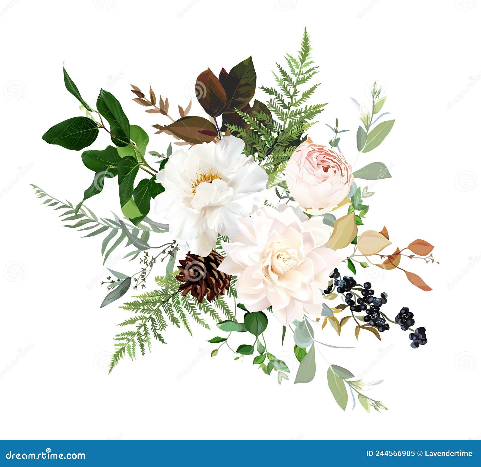 Arreglo De Diseño De Vectores De Flores Beige Dahlia Beige Beige De