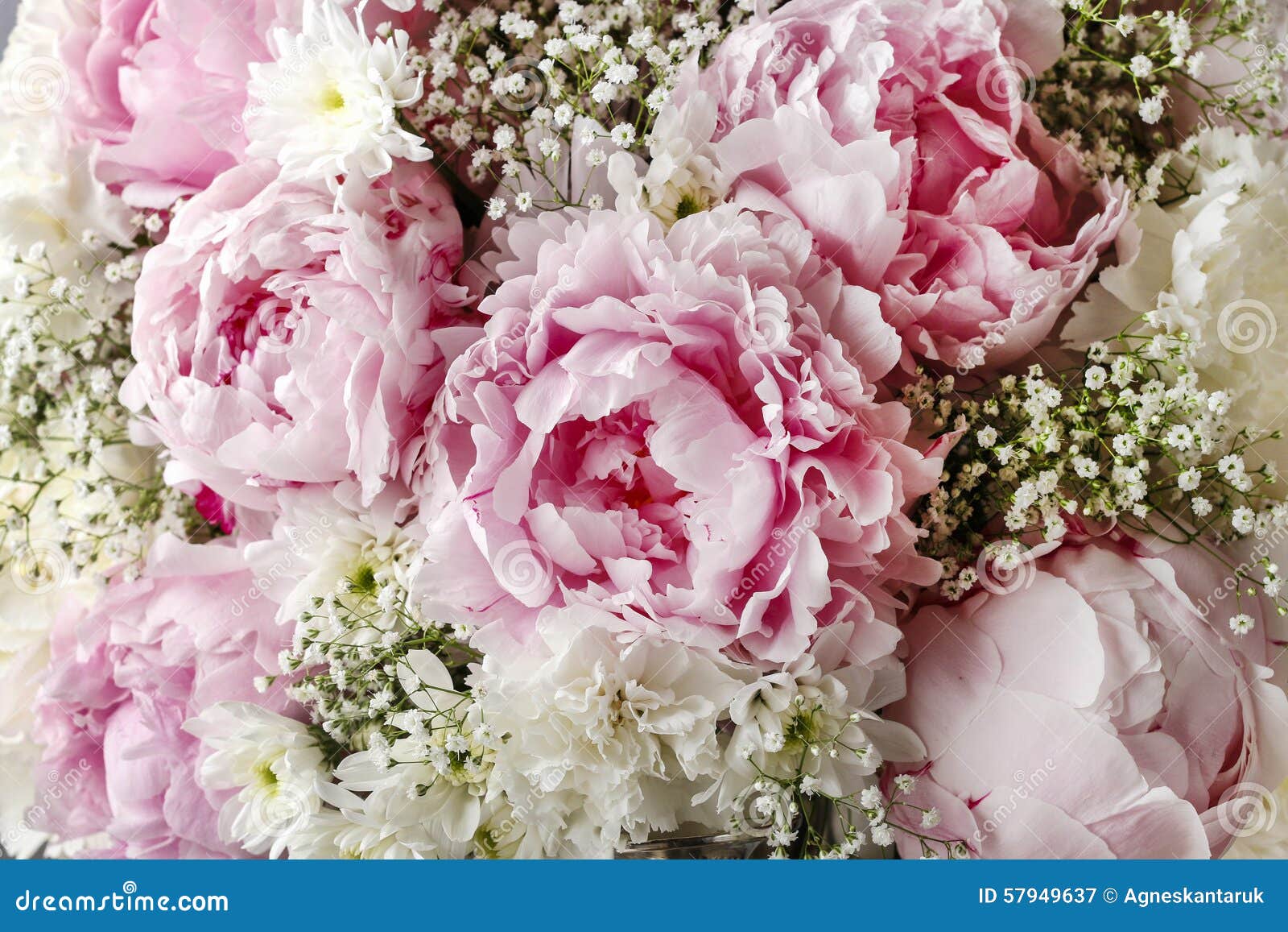Arreglo Floral Con Las Peonías Rosadas, Los Crisantemos Blancos Y G Imagen  de archivo - Imagen de primero, clavel: 57949637