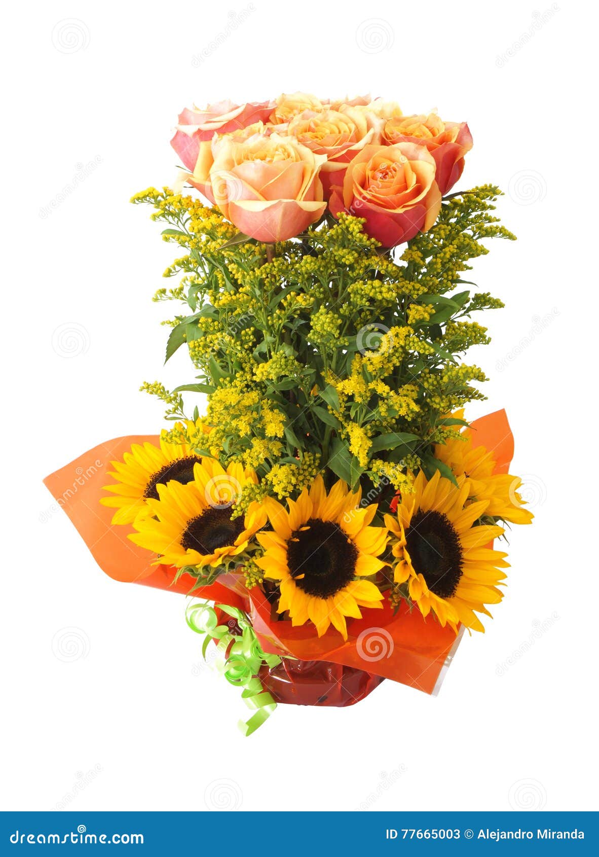 Arreglo Floral Con Las Rosas Y Los Girasoles Imagen de archivo - Imagen de  regalo, belleza: 77665003