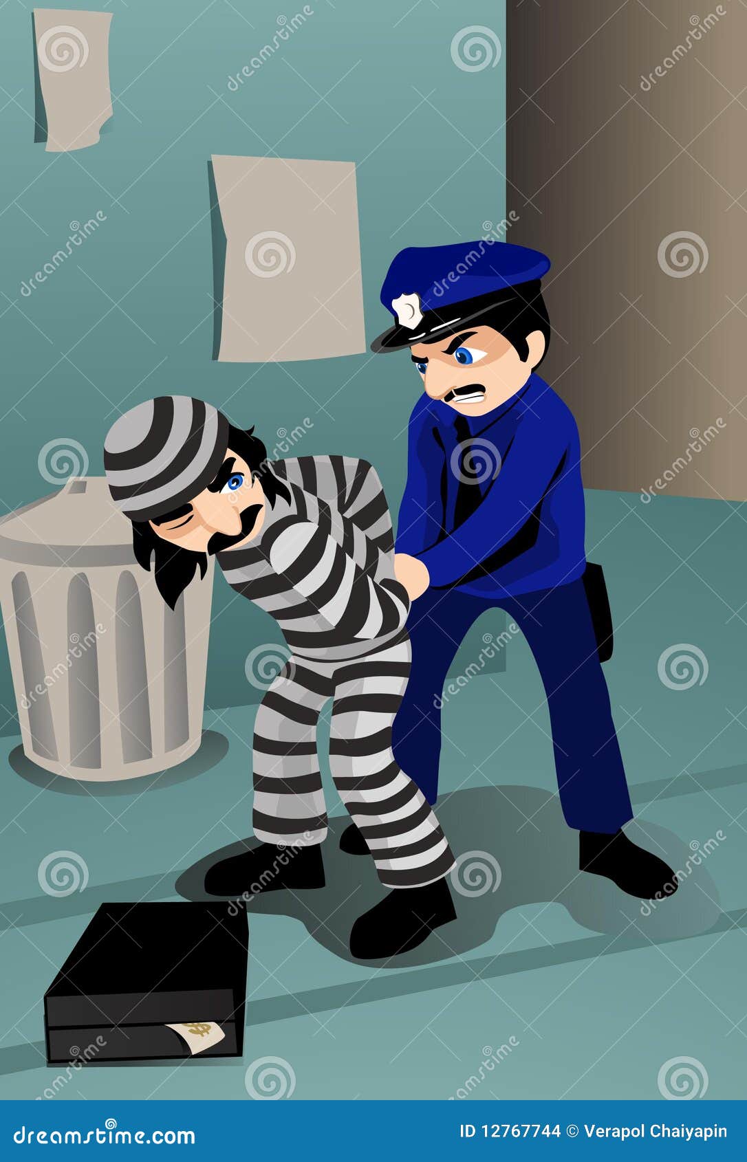 Arrest And Handcuff The Burglar Stock Images - Image: 12767744