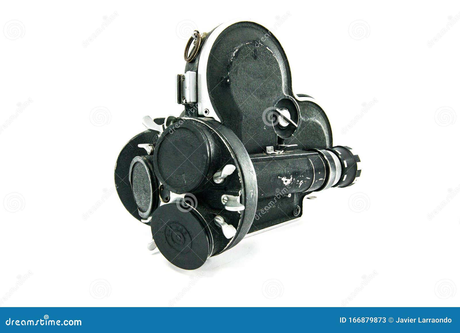 cine camera in metal camera case in white background