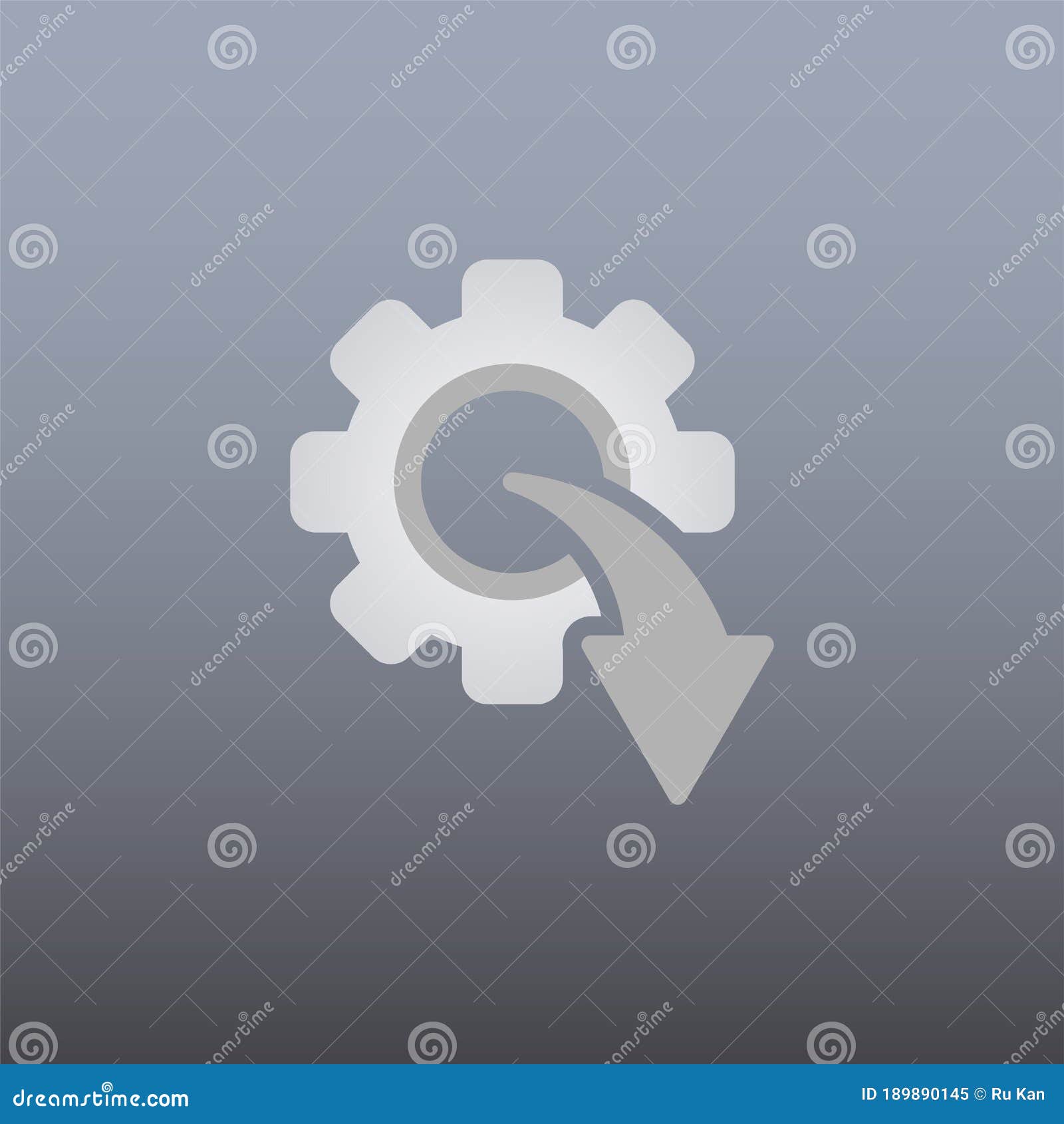 arrow and gear icon   in trendy flat style  on grey background. arrow  for your beb site 