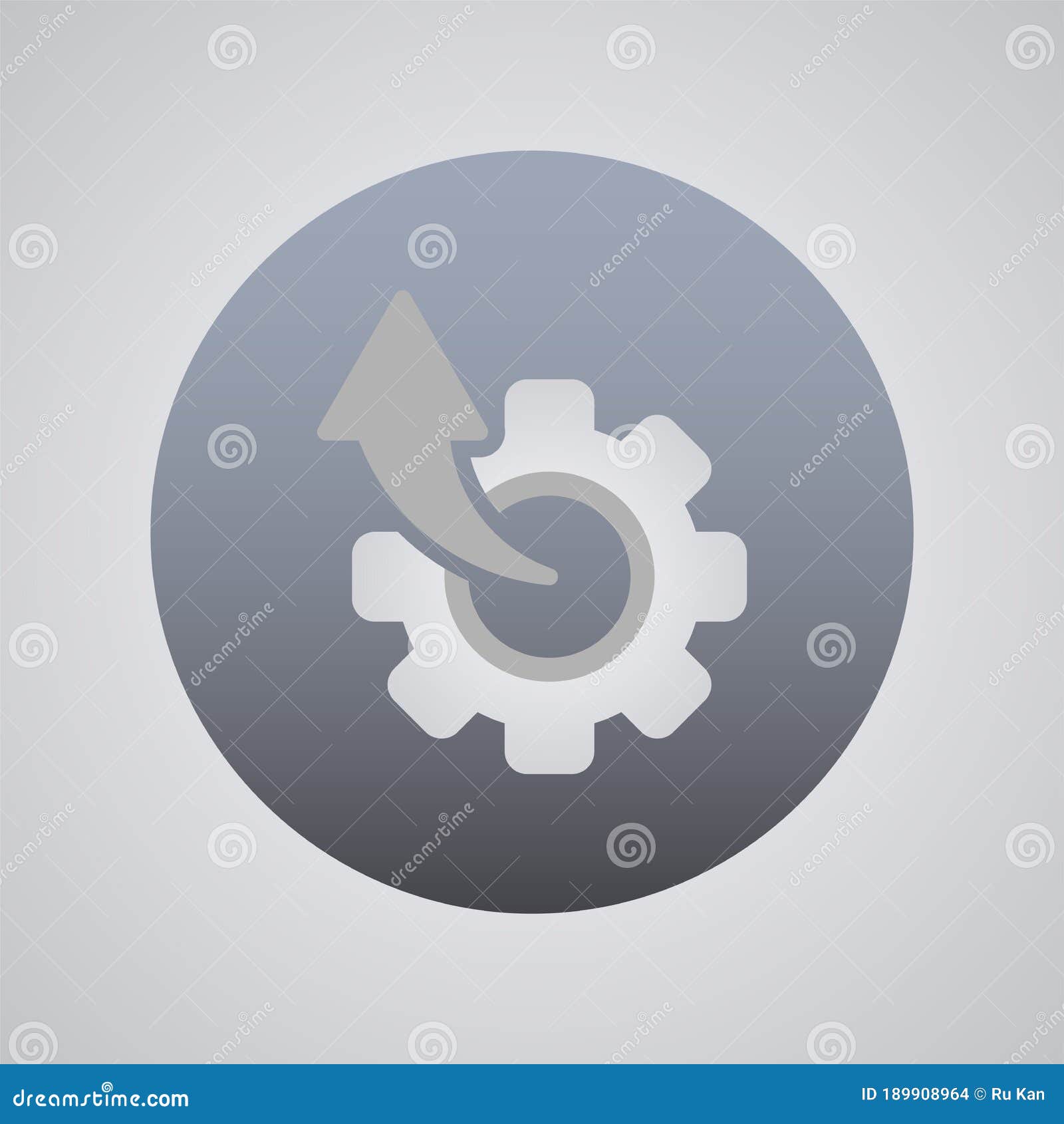 arrow and gear icon   in trendy flat style  on grey background. arrow  for your beb site 