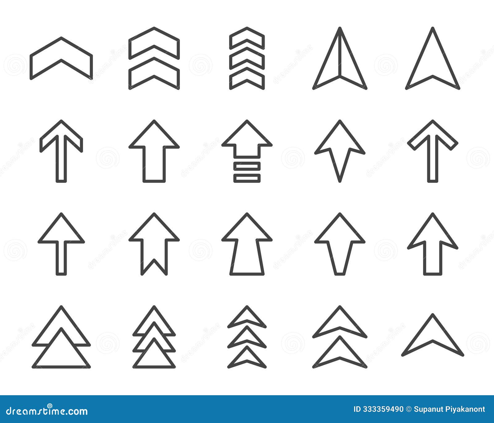 Arrow line icon set stock illustration. Illustration of path - 333359490