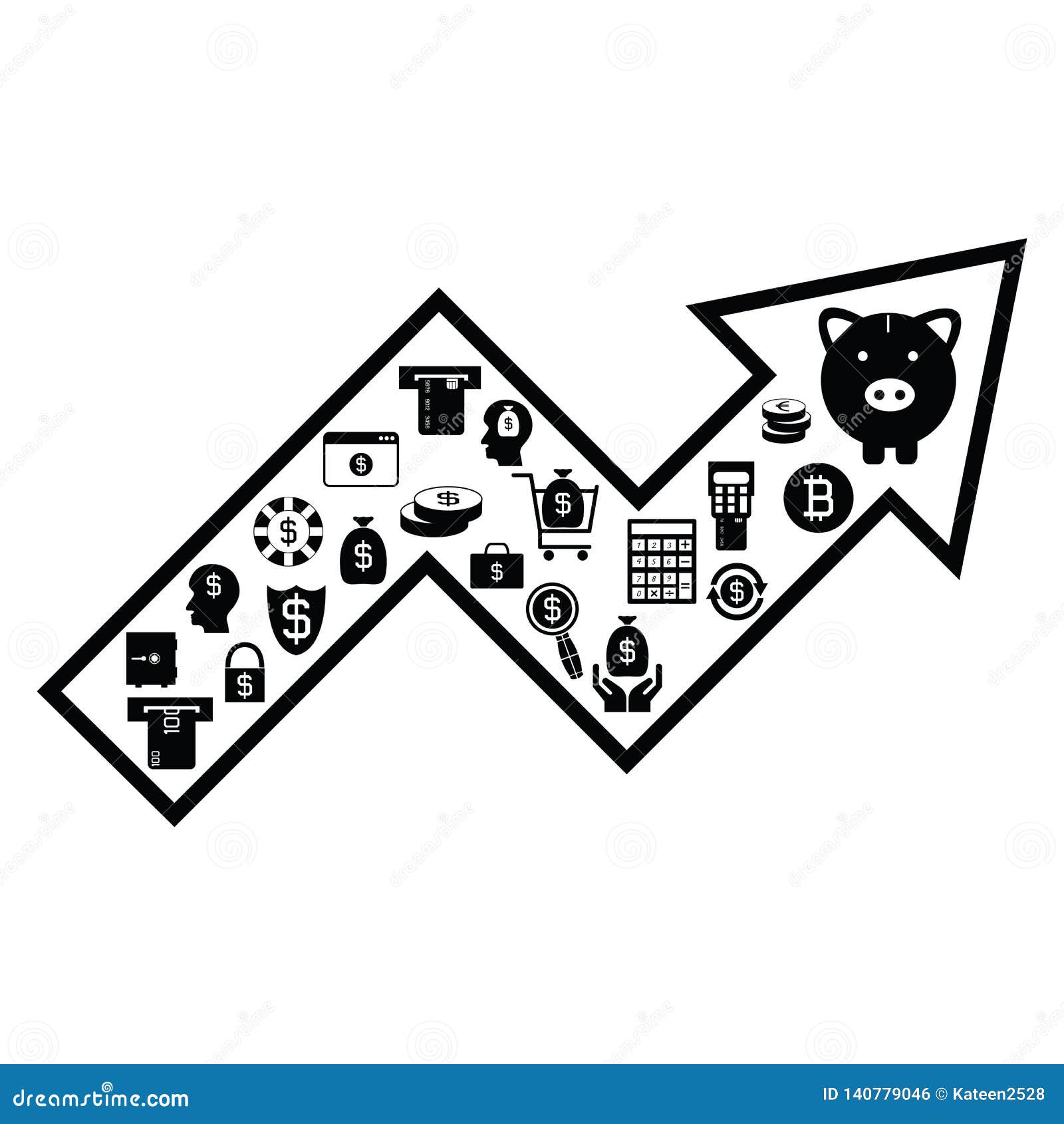 Arrow money concept stock vector. Illustration of market - 140779046