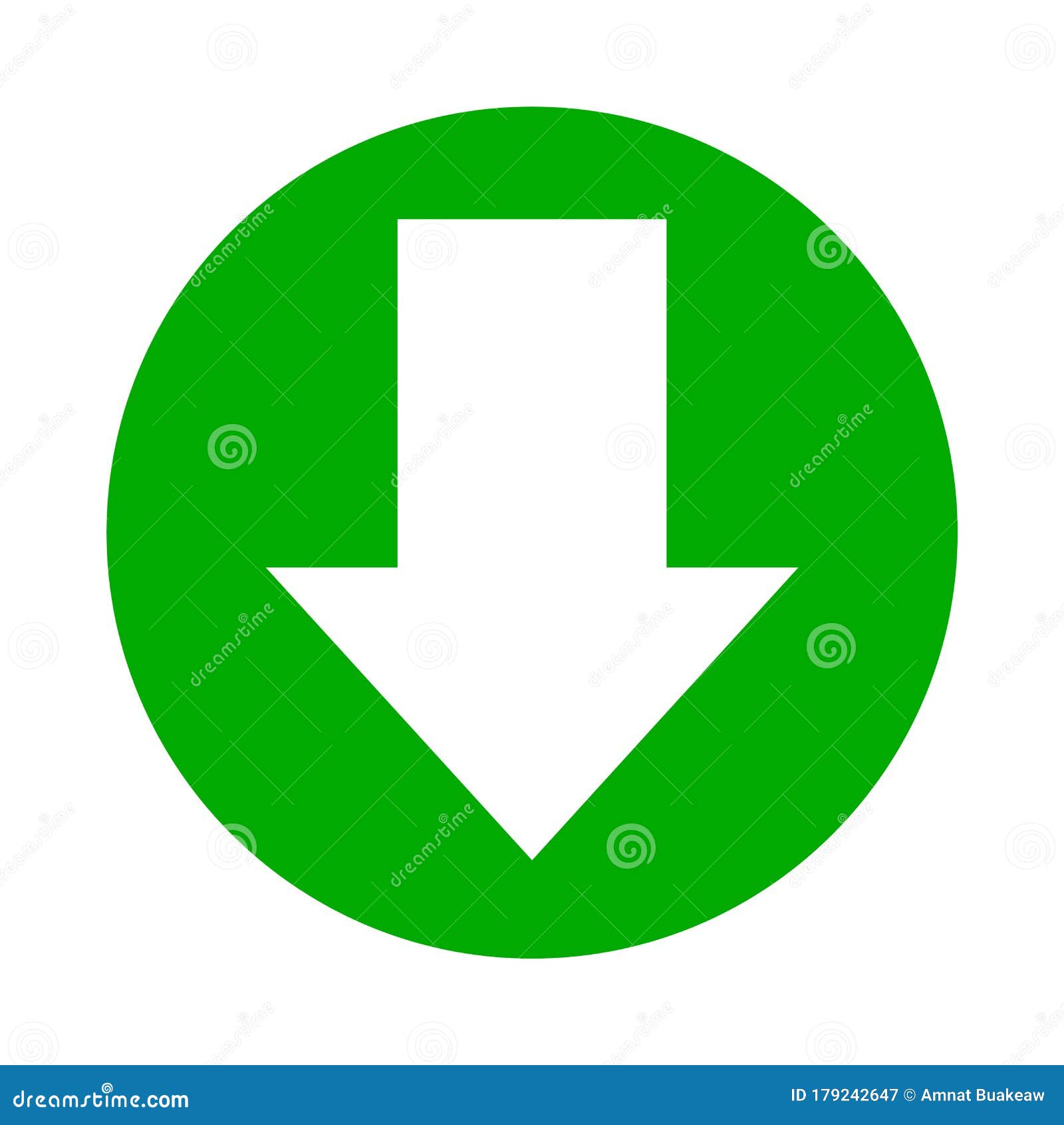 Arrow Pointing Down White In Circle Green For Icon Flat Isolated On White Circle With Down Arrow For Button Interface App Arrow Stock Vector Illustration Of Increase Marker