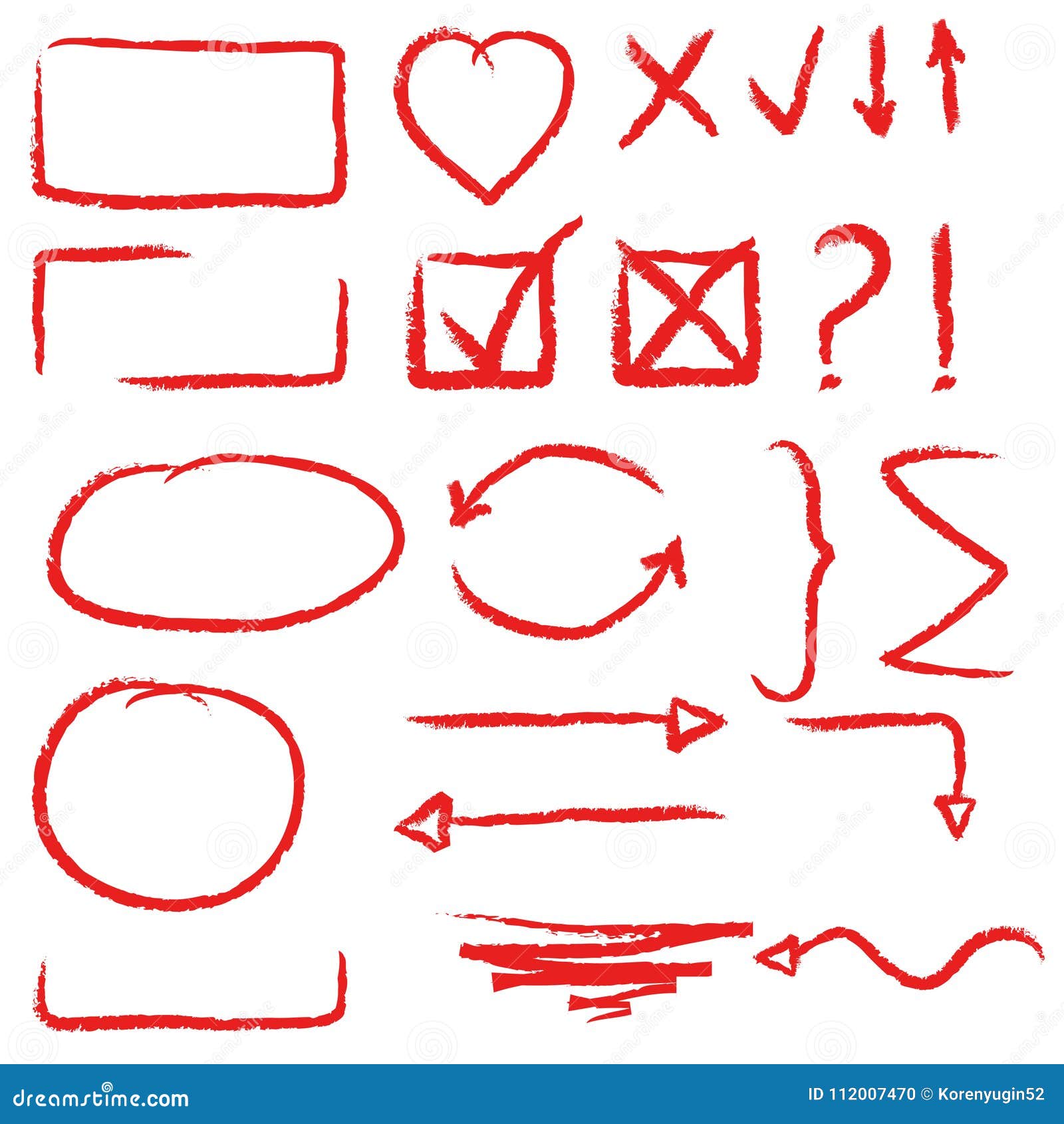 Arrows Circles And Abstract Doodle Writing Design Vector Set Stock