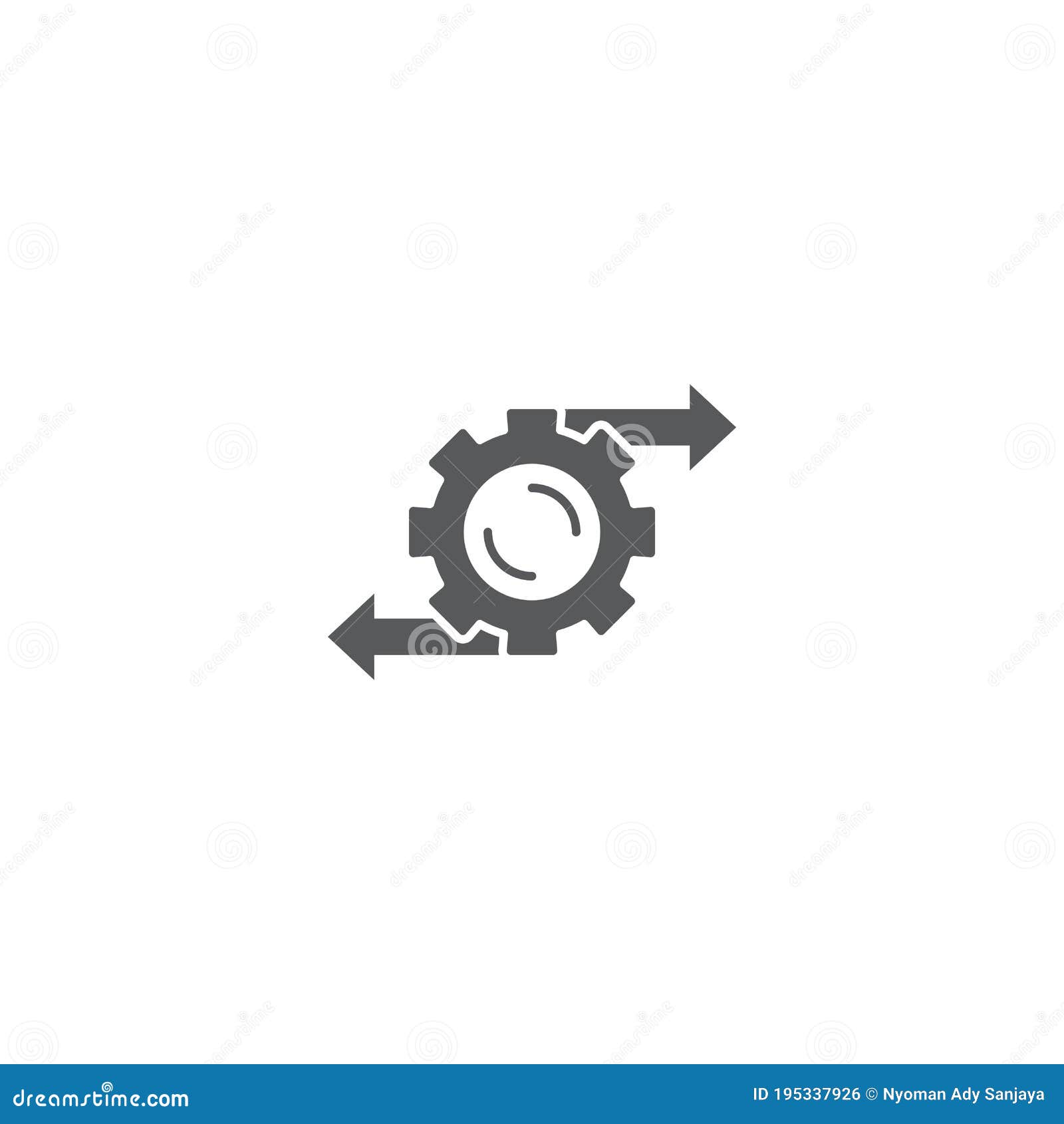 Arrows and Gears Vector Icon Symbol Isolated on White Background Stock