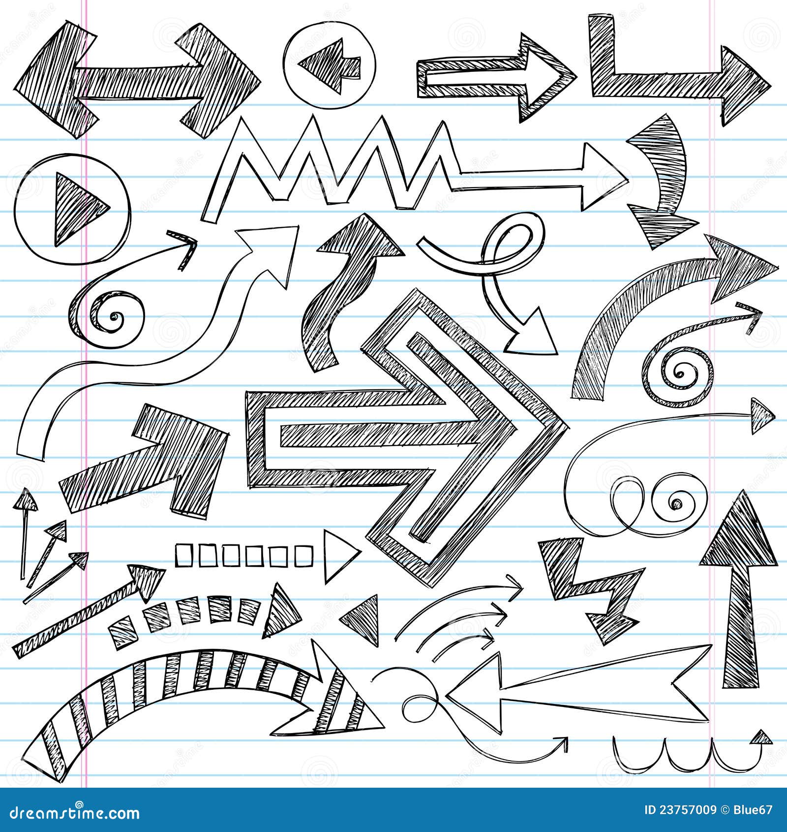 Arrows Sketchy Notebook Doodles Vector Set Stock Vector