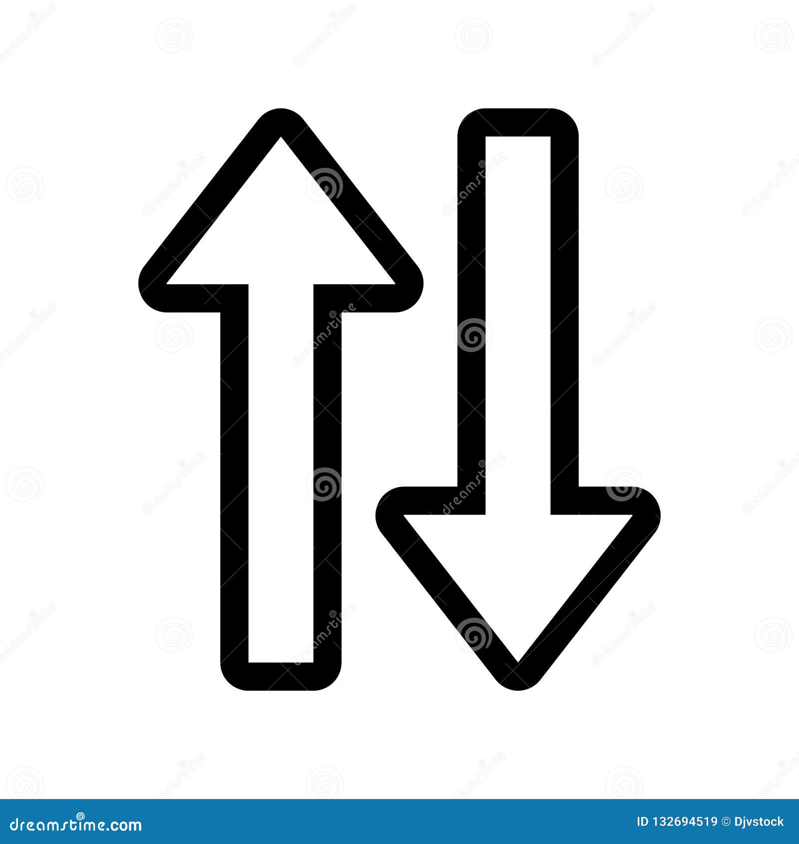 Icon concept down word with arrow moving Vector Image