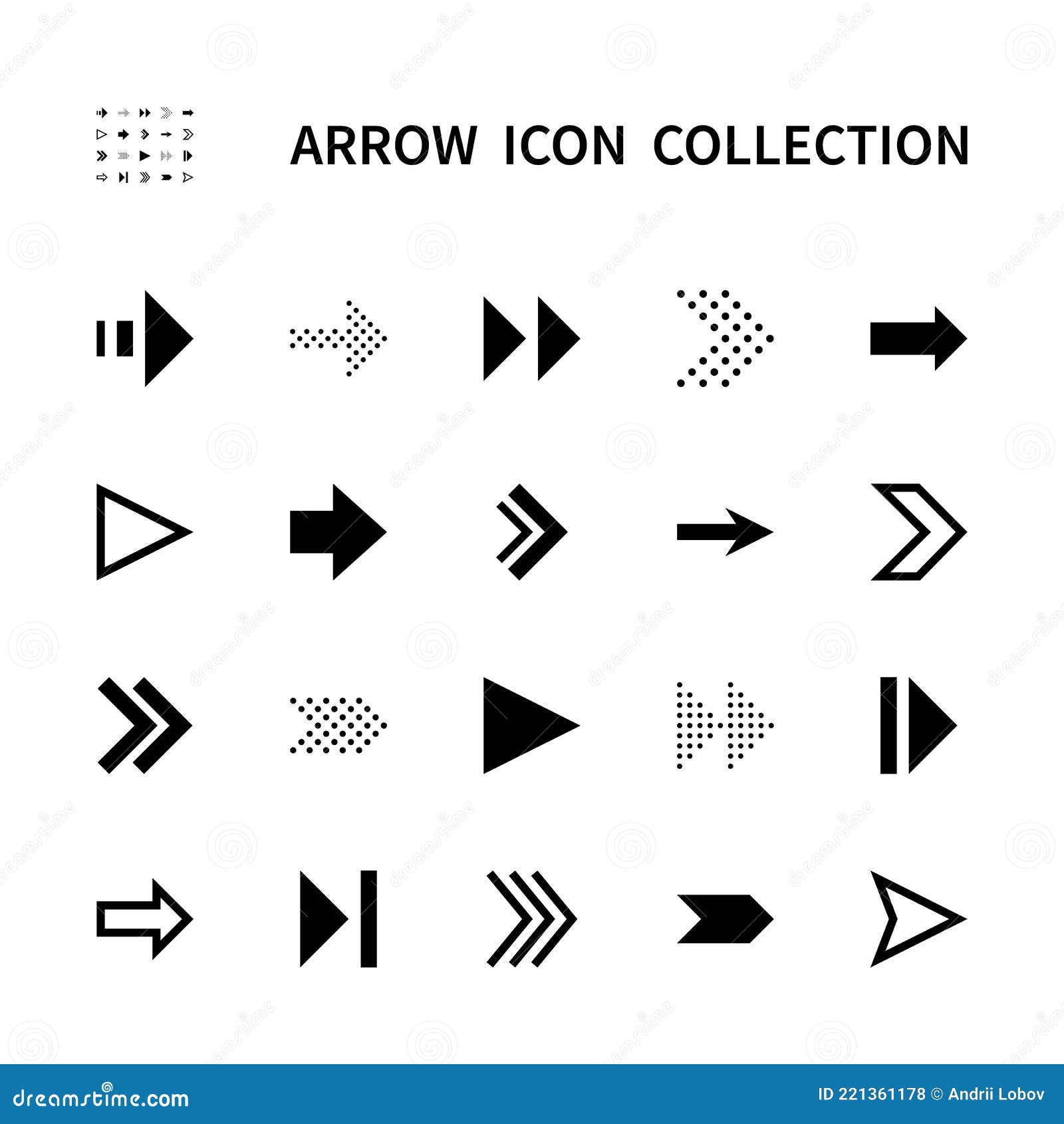 Arrows Vector Line Icons. Collection of Black Arrows on White Background. Black Arrows Symbol