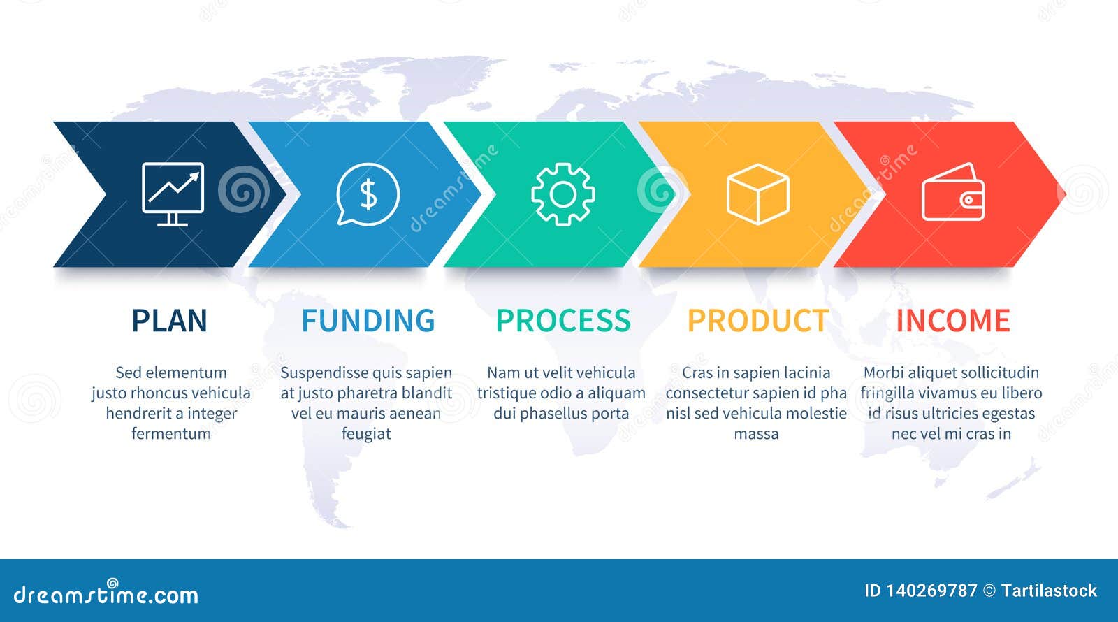 arrows workflow steps. global business process graph, step to success diagram and arrow timeline  infographic