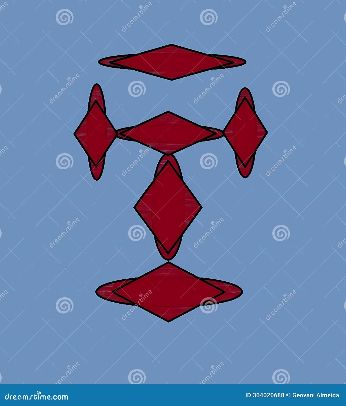 Art Abstract Forms Losangle Circle Blue and Red , Black Wallpaper Stock