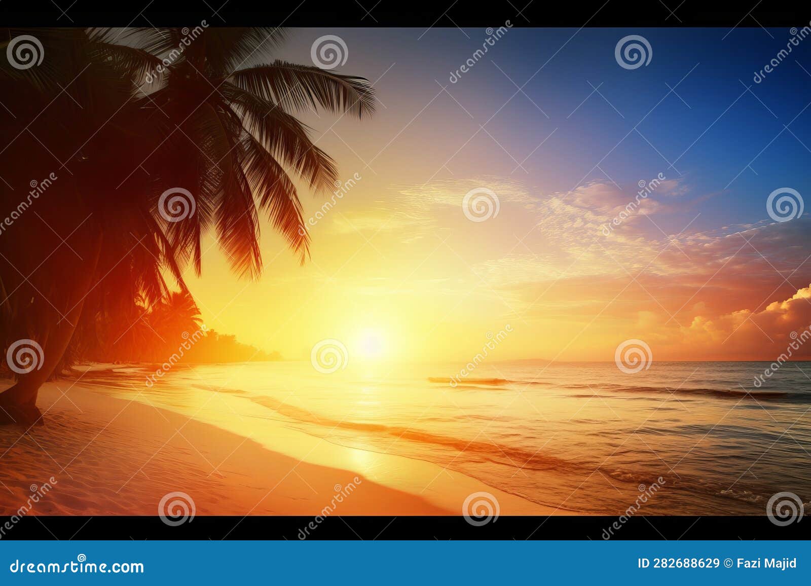 Art Beautiful Landscape Of Paradise Tropical Island Beach Sunrise Shot