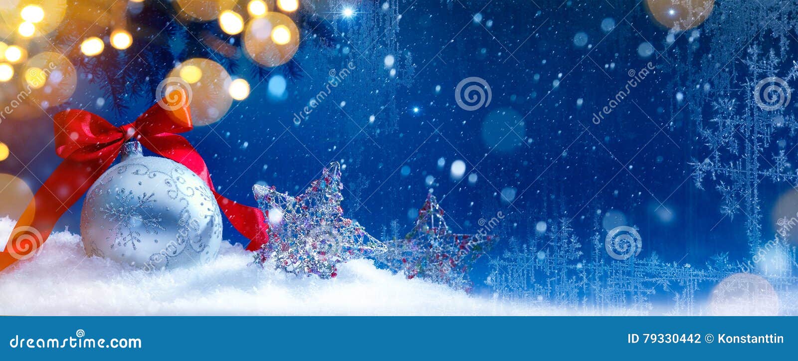 Art Blue Snow Christmas Holidays Lights Background Stock Photo - Image ...